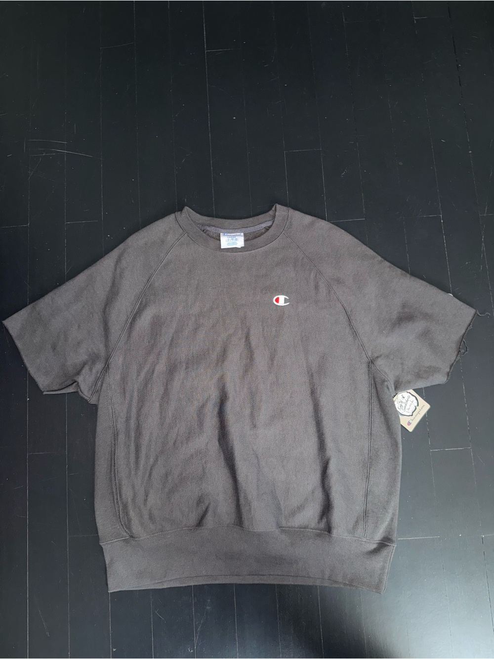 Champion Short-Sleeve Crewneck Sweatshirt in Charcoal Gray